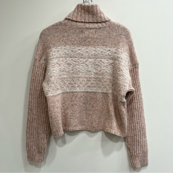 AEO blush pink ribbed turtleneck sweater wool blend medium - Picture 3 of 9